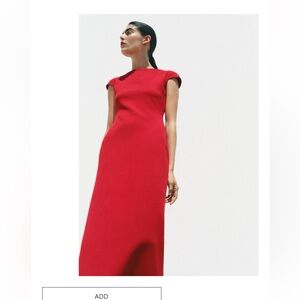 FITTED MIDI DRESS ZW COLLECTION Elegant Red Women's Dress. WOW